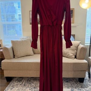 Baltic Born Long Sleeve Maxi Dress in Burgundy